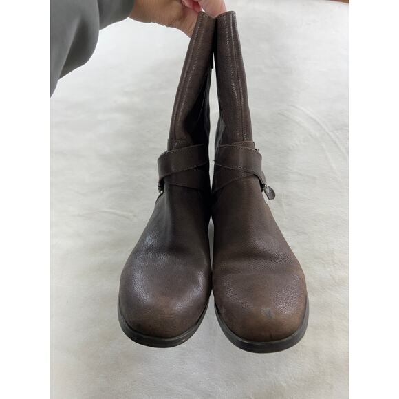 Marc Fisher Brown Leather Zip Heeled Boot Bootie Spring Fall Concert Festival - Picture 5 of 10